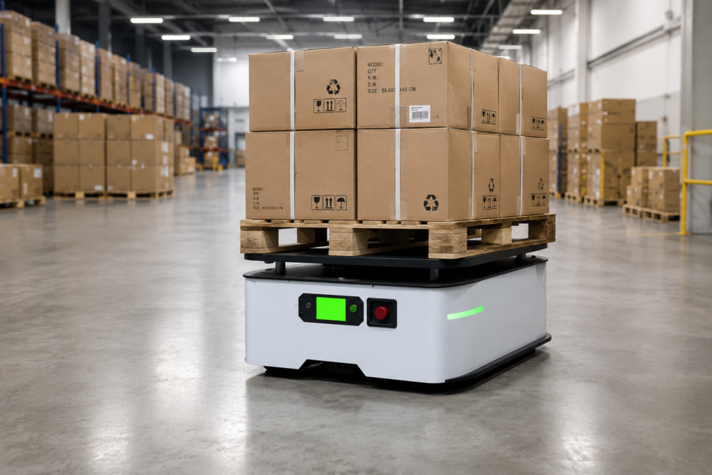 GC AGV&AMR Robotics S30 AMR transporting warehouse cargo