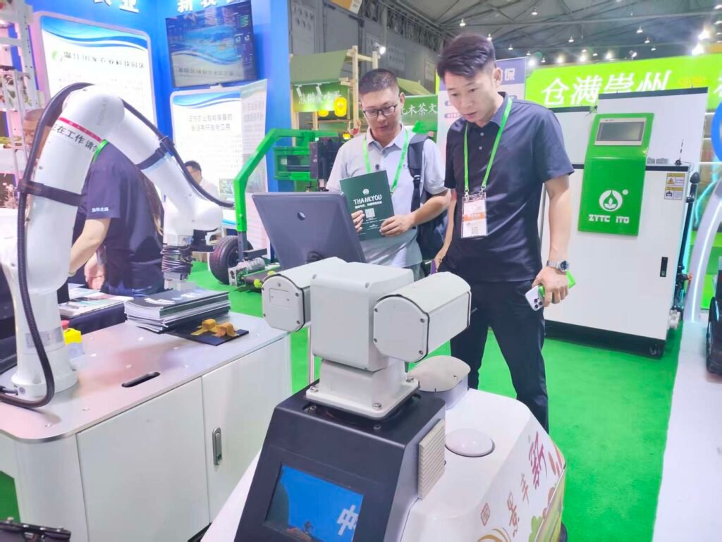 GC Robotics wheeled inspection robot displayed at an exhibition